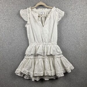 MISA Los Angeles Dress Womens XS White Ruffle Tiered Flutter Sleeve Sundress